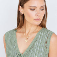 Yumi Green Knitted Cotton Tie Waistcoat Top
