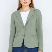 Yumi Green Stretch Cotton Blazer