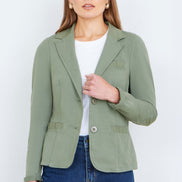 Yumi Green Stretch Cotton Blazer