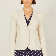 Yumi Beige Stretch Cotton Blazer