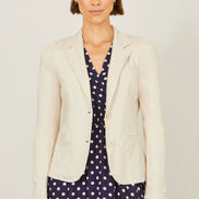 Yumi Beige Stretch Cotton Blazer