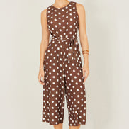 Yumi Brown Polka Dot Culotte Jumpsuit
