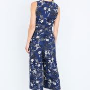 Yumi Navy Leaf Culotte Jumpsuit