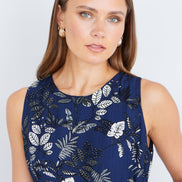 Yumi Navy Leaf Culotte Jumpsuit