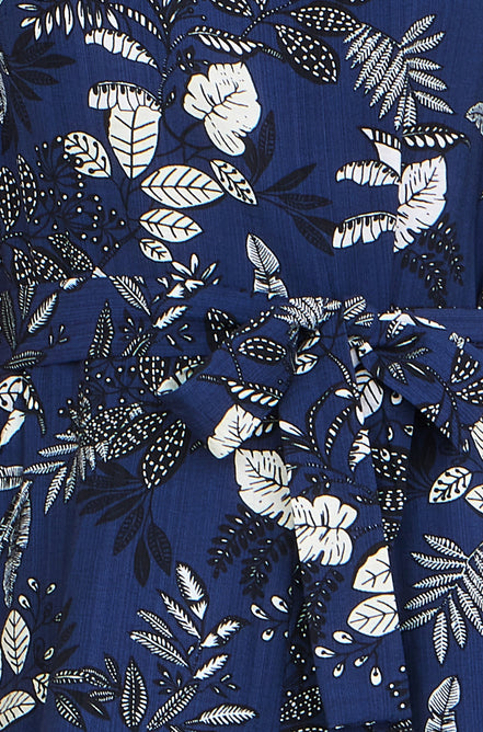 Yumi Navy Leaf Culotte Jumpsuit