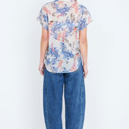 Yumi White Cotton Paisley Print Tie Knot Shirt