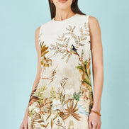 Yumi Ivory Jungle Print Viscose Shift Dress