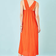 Yumi Orange Viscose Maxi Beach Dress