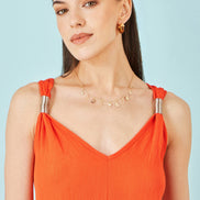 Yumi Orange Viscose Maxi Beach Dress
