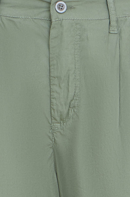 Yumi Khaki Cotton Canvas Chino Trousers