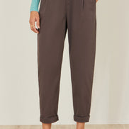 Yumi Brown Cotton Canvas Chino Trousers