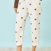 Yumi Brown Spot Print Cotton Canvas Chinos