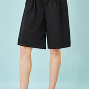 Yumi Black Cotton Bermuda Shorts