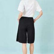 Yumi Black Cotton Bermuda Shorts