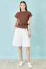 Yumi White Cotton Bermuda Shorts