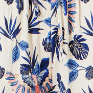 Yumi Blue Bird Print Viscose Wide Leg Trousers