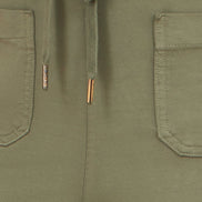 Yumi Khaki Relaxed Stretch Wide Leg Trousers with Pockets