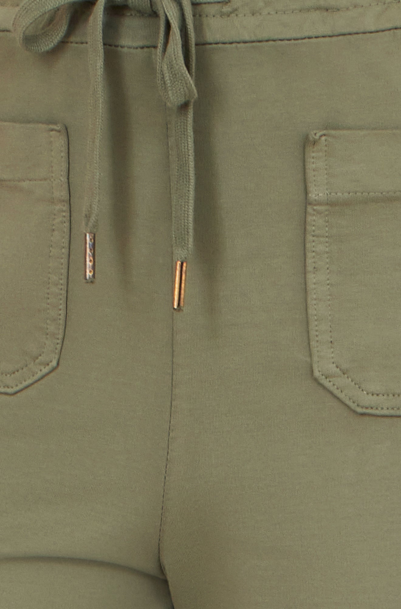 Yumi Khaki Relaxed Stretch Wide Leg Trousers with Pockets