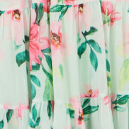 Yumi Mint Floral Halter Neck Midi Dress with Matching Belt