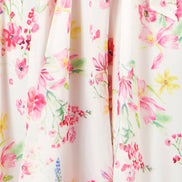 Yumi White Delicate Floral Midi Skater Dress