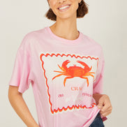 Yumi Pink Crab Vacation Print T-Shirt