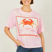Yumi Pink Crab Vacation Print T-Shirt