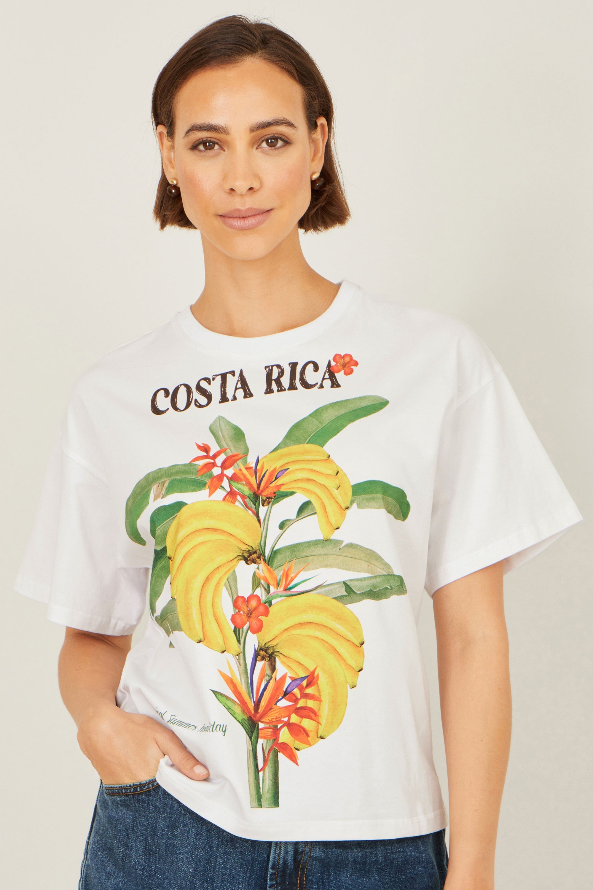 Yumi White Costa Rica Cotton T-Shirt