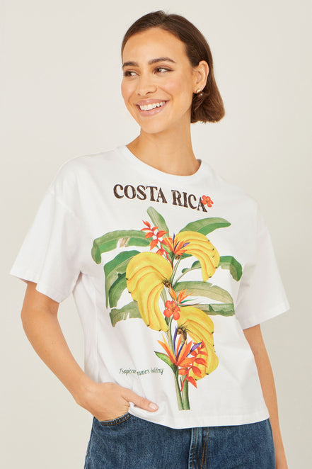 Yumi White Costa Rica Cotton T-Shirt