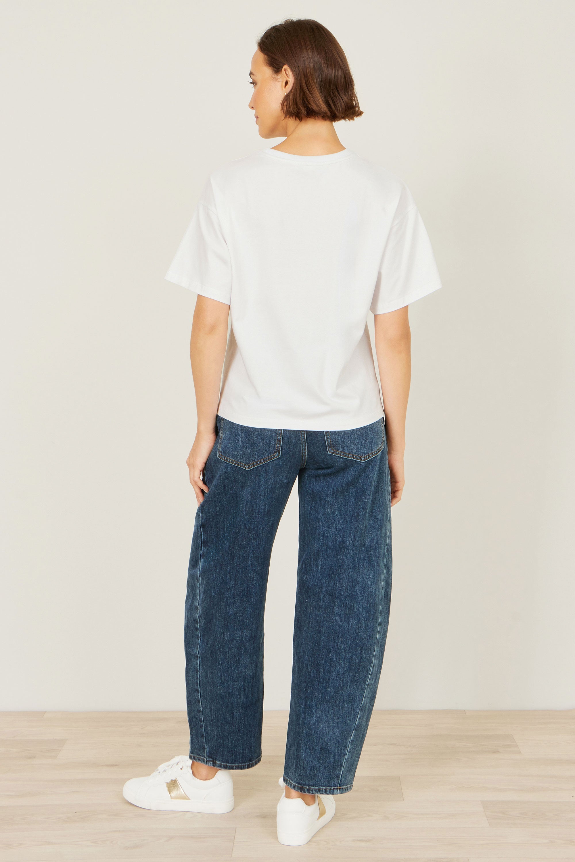 Yumi White Retro Relaxed Flamingo Cotton T-Shirt