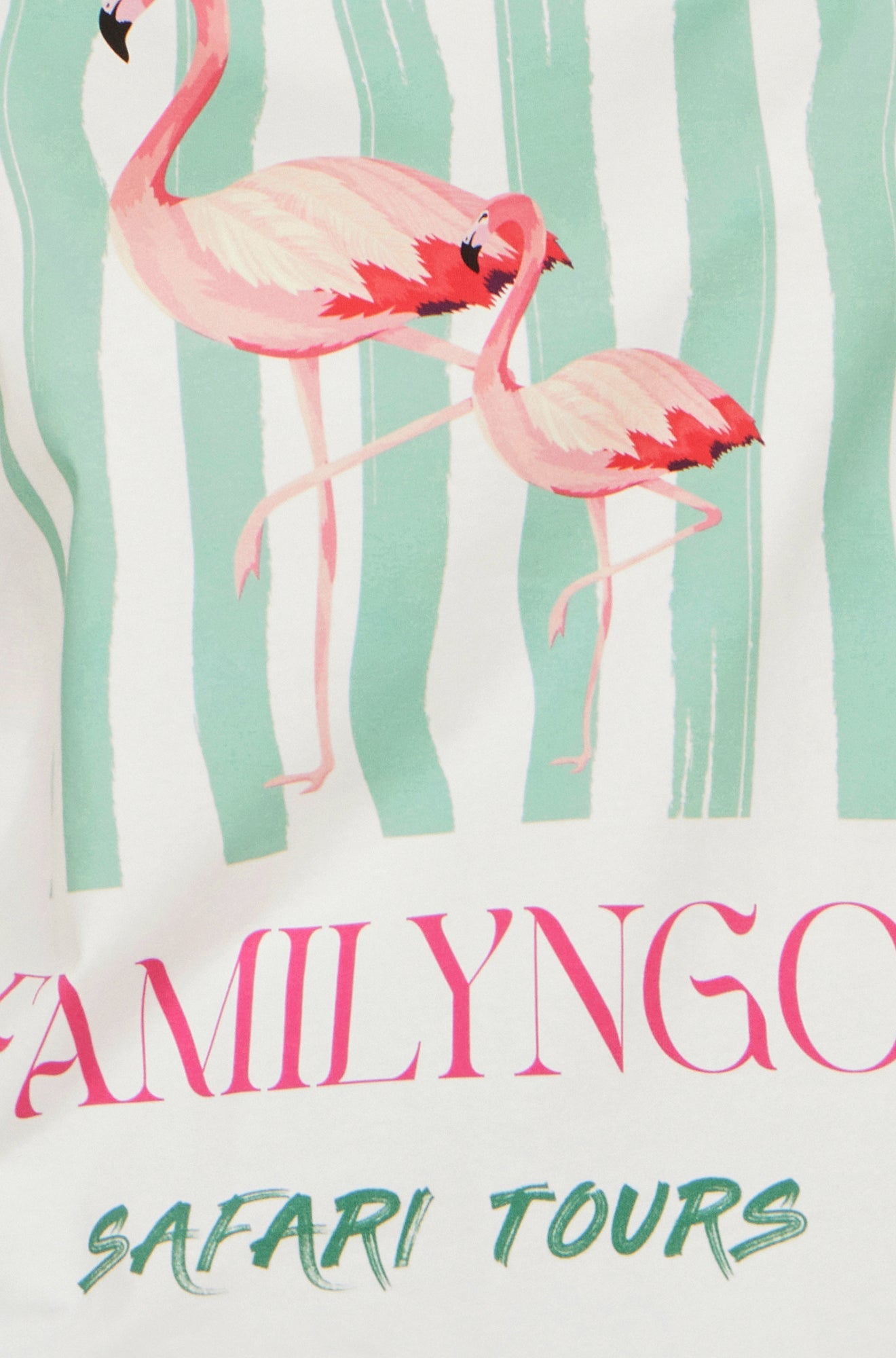Yumi White Retro Relaxed Flamingo Cotton T-Shirt