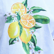Yumi White Retro Relaxed Lemon Print Cotton T-Shirt