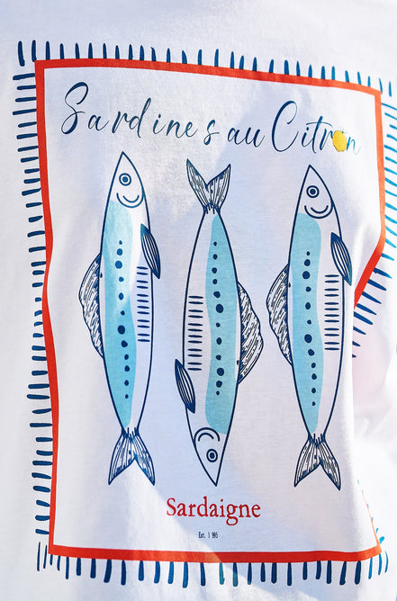 Yumi White Cotton Summer Motif T-Shirt