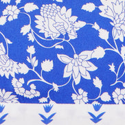 Yumi White And Blue Rayon Patchwork Print Tiered Maxi Dress