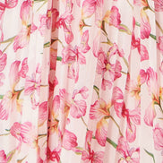 Yumi White Orchid Floral Pleated Wrap Maxi Dress