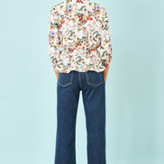 Yumi Ivory Viscose Botanical Print Wrap Top