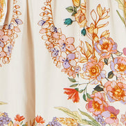 Yumi Ivory Viscose Floral Border Shorts