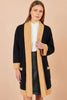 Yumi Black Open Cardigan With Contrast Border