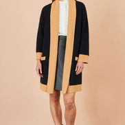 Yumi Black Open Cardigan With Contrast Border