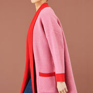 Yumi Pink Contrast Knitted Cardigan