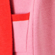 Yumi Pink Contrast Knitted Cardigan