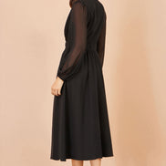 Yumi Black Midi Dress With Buckle Detail