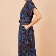 Yumi Brown Paisley Midi Shirt Dress