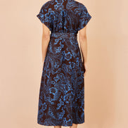 Yumi Brown Paisley Midi Shirt Dress