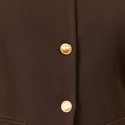 Yumi Brown Long Line Button Waistcoat Top