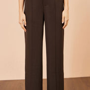 Yumi Brown Wide Leg Stretch Trousers