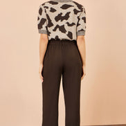 Yumi Brown Wide Leg Stretch Trousers