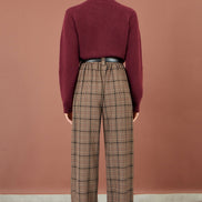 Yumi Brown Check Wide Leg Trousers