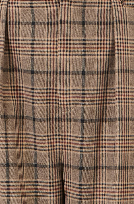 Yumi Brown Check Wide Leg Trousers