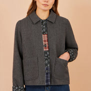 Yumi Grey Patchwork Boxy Jacket