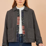 Yumi Grey Patchwork Boxy Jacket